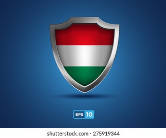 Hungary shield on the blue background