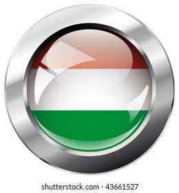 hungary shiny button flag vector illustration. Isolated abstract object against white background.