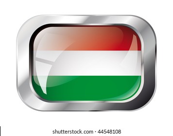 hungary shiny button flag vector illustration. Isolated abstract object against white background.