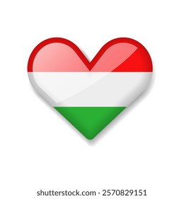 Hungary - Shiny Flag in the Form of Heart. Vector Illustration.