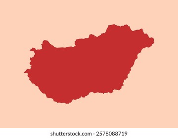 Hungary simple flat red map