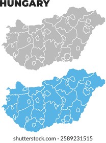 Hungary simple maps flat illustration