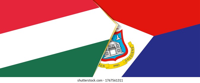 Hungary and Sint Maarten flags, two vector flags symbol of relationship or confrontation.