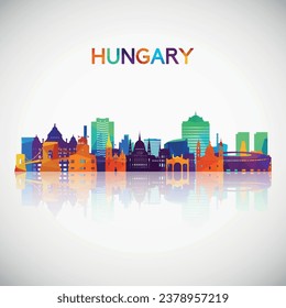 Hungary skyline silhouette in colorful geometric style. Symbol for your design. Vector illustration.