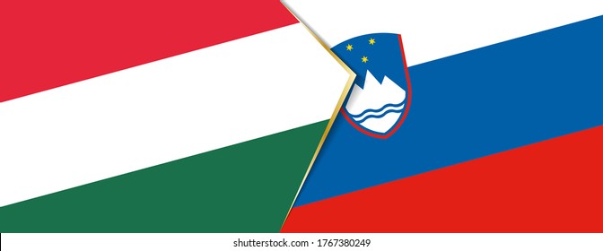 Hungary and Slovenia flags, two vector flags symbol of relationship or confrontation.
