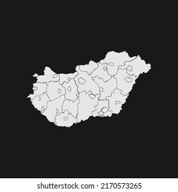 hungary soft white map with black detail and background