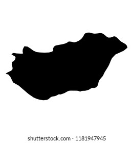 Hungary - solid black silhouette map of country area. Simple flat vector illustration.