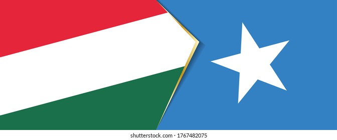 Hungary and Somalia flags, two vector flags symbol of relationship or confrontation.