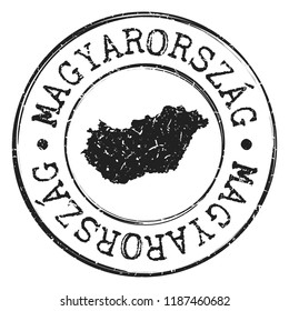 Hungary Stamp Silhouette Map. Postal Passport Stamp Round Vector Icon Design.