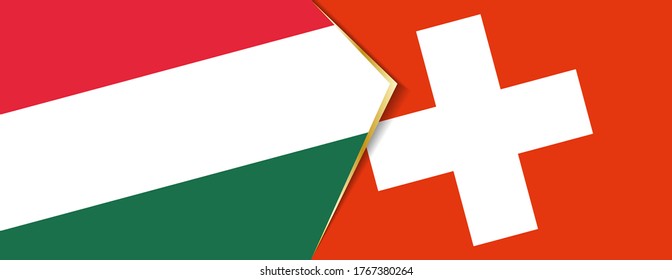Ungarn und die Schweiz Flaggen, zwei Vektorflaggen Symbol für Beziehung oder Konfrontation.