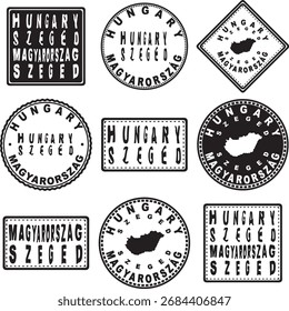 Hungary Szeged Round Seal Map Design