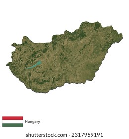 Vector de mapa de país de la topografía de Hungría