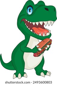 Ungarn Tyrannosaurus Dinosaurier mit Hotdog Sandwich