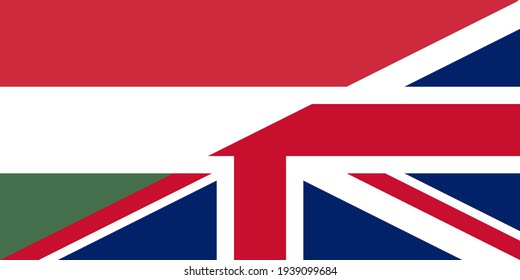 hungary and united kingdom flags. vector background
