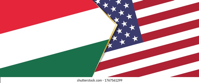 Hungary and USA flags, two vector flags symbol of relationship or confrontation.