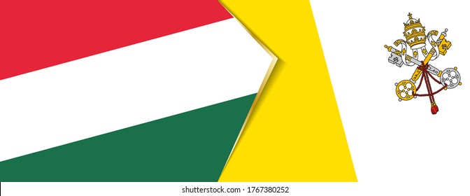 Hungary and Vatican City flags, two vector flags symbol of relationship or confrontation.