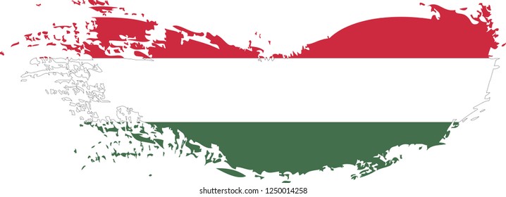 Hungary vector grunge brush stroke with  national flag and contour map. 