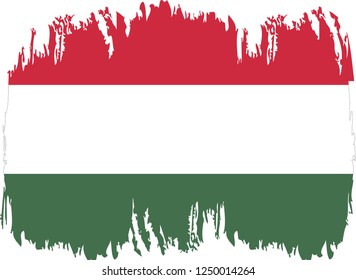 Hungary vector grunge brush stroke with  national flag and contour map. 
