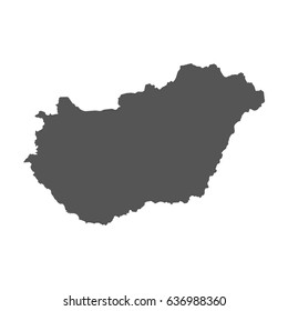 Hungary vector map. Black icon on white background.