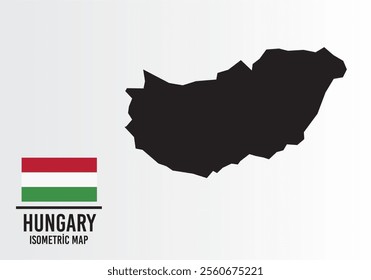 Hungary vector map with flag next to it. Hungary map with national flag isolated on white background. Vector illustration.