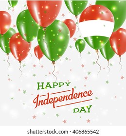 Hungary Vector Patriotic Poster. Independence Day Placard with Bright Colorful Balloons of Country National Colors. Hungary Independence Day Celebration.