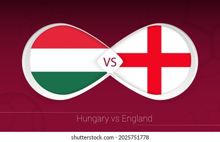 Hungary vs England in Football Competition, Group I. Versus icon on Football background. Vector illustration.