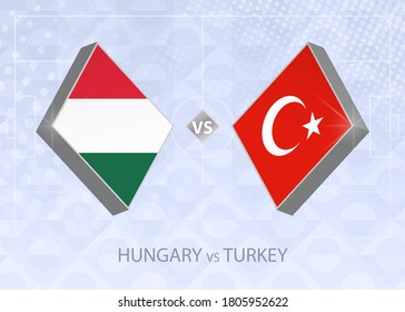 Hungría vs Turquía, fondo de fútbol vectorial azul.