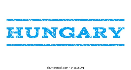 Hungary watermark stamp. Text caption between horizontal parallel lines with grunge design style. Rubber seal stamp with dust texture. Vector blue color ink imprint on a white background.