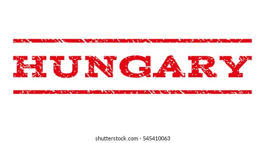 Hungary watermark stamp. Text tag between horizontal parallel lines with grunge design style. Rubber seal stamp with dust texture. Vector intensive red color ink imprint on a white background.