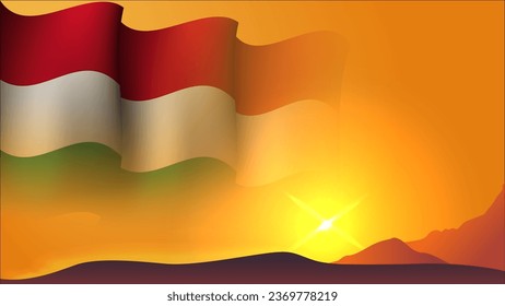 diseño de fondo de bandera ondulada hungría en ilustración vectorial de visión de la puesta del sol adecuado para afiches, evento de diseño de medios sociales en hungría