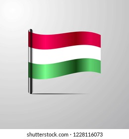 Hungary waving Shiny Flag design vector