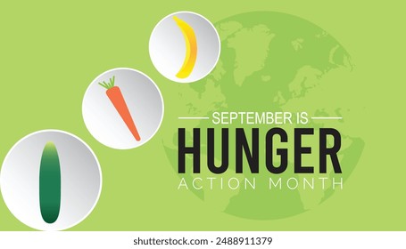 Hunger action month is observed every year on September. banner design template Vector illustration background design.