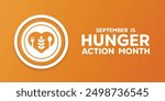 Hunger Action Month. Wheat, plate, fork, spoon and heart. Great for cards, banners, posters, social media and more. Orange background.