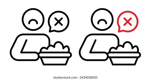 Hunger Decline Line Icon. Feast Interest Void icon in outline and solid flat style.