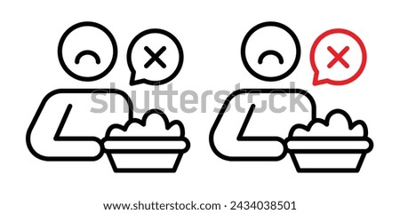 Hunger Decline Line Icon. Feast Interest Void icon in outline and solid flat style.