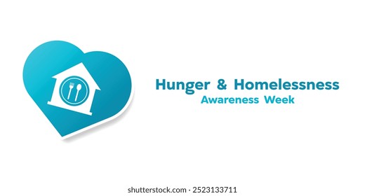 Hunger and Homelessness Awareness Week. House, plate, fork and spoon. Great for cards, banners, posters, social media and more. White background.