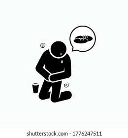 Hunger Icon Food Insecurity Symbol Vector: เวกเตอร์สต็อก (ปลอดค่า ...