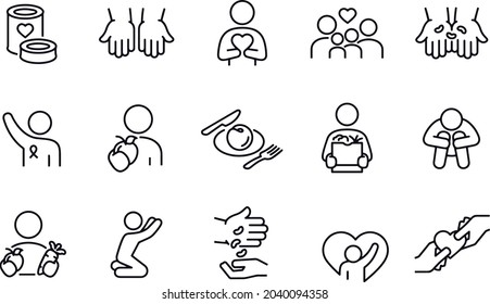 Hunger Thin Line Icons vector design 