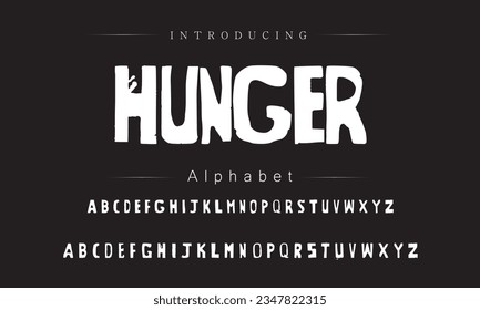 Hunger vector brush style font, alphabet, typeface