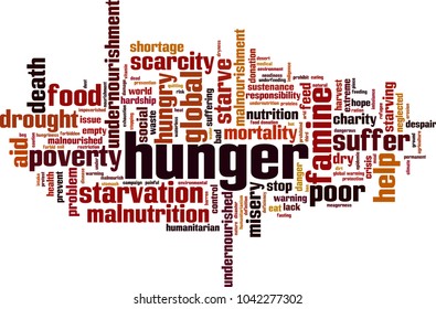 Hunger word cloud concept. Vector illustration