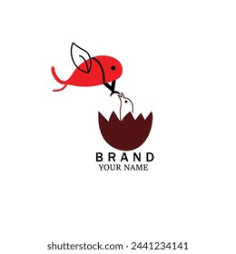 Hungry Baby Bird In Egg Icon,Vector,Logo, symbol Design for Company and illustartion