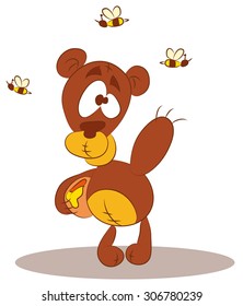 A hungry bear watching bee hive, vector illustration