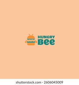 HUNGRY BEE BURGER LOGO WITH LIGHT ORANGE LOGO