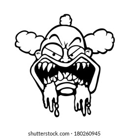 Hungry and bloody face of man, vector illustration
