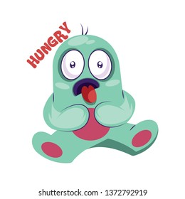 Hungry blue monster vector illustration on a white background