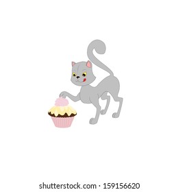 Hungry cartoon cat 
