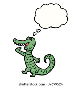 hungry cartoon crocodile with thought bubble