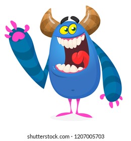 Hungry cartoon monster excited. Vector illustration