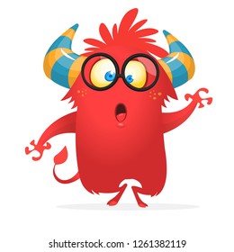 Hungry cartoon monster excited. Vector illustration