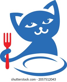 Hungry Cat Logo Concept, Gourmet Pet